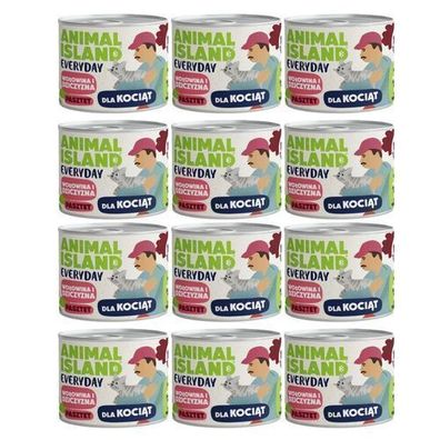 ANIMAL ISLAND Rind-/Wildfleisch für Kätzchen 12 x 185 g