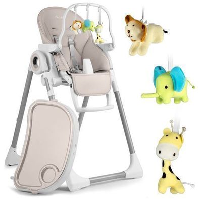 Hochstuhl mit Tisch, Belo Babywippe, grau + Spielbügel