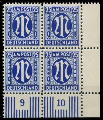 BIZONE AM-POST Nr 28Cz postfrisch Viererblock ECKE-URE X81E54A