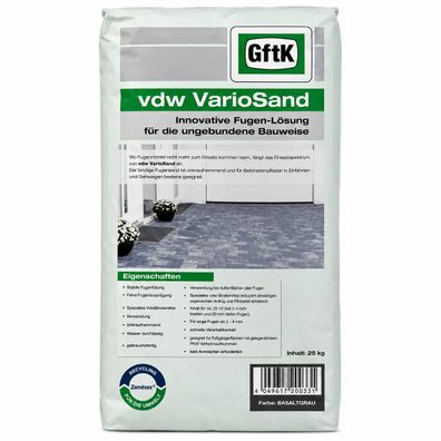 vdw VarioSand 25kg Fugensand für enge Fugen von 2-4mm - Farbe : Basaltgr