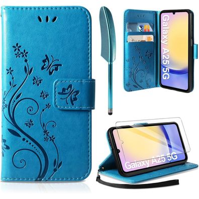 AROYI Flip-Hülle Samsung Galaxy A25 5G Blau mit Kartenfach