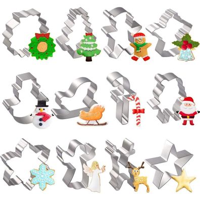 Joyoldelf Weihnachts-Ausstecher 12 Stück Edelstahl