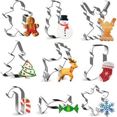Joyoldelf Weihnachts-Ausstecher Set 9 Stück Edelstahl