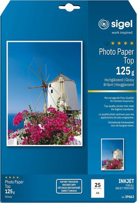 SIGEL IP663 InkJet Fotopapier Top A4 125 g hochglänzend 25 Blatt