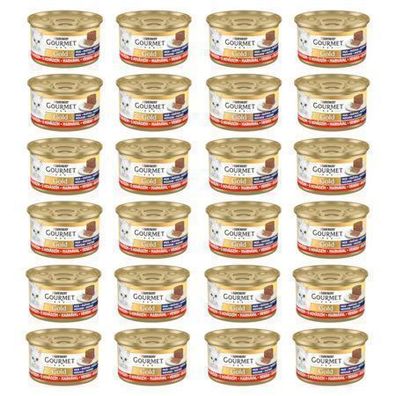Gourmet GOLD Mousse mit Rindfleisch - Nassfutter für Katzen - 24 x 85 g