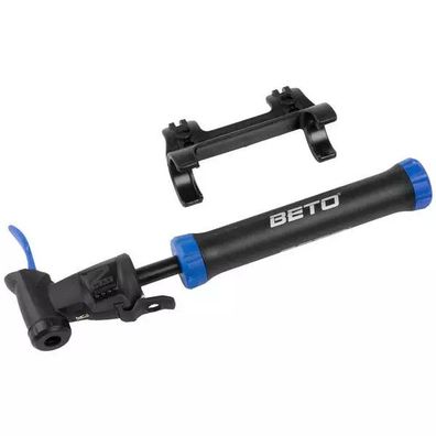 Mini-Pumpe, DOUBLE-SHOT, für Fahrräder und Bälle, schwarz/bl