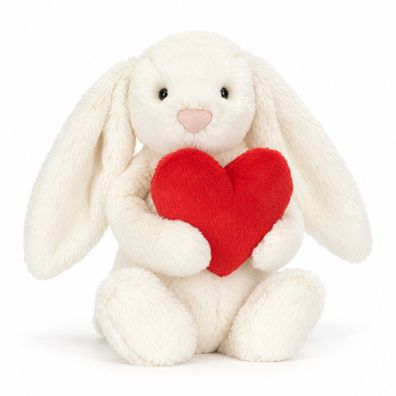 Jellycat Bashful Red Love Heart Bunny cremeweisses Plueschkaninchen