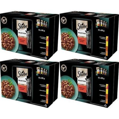 Sheba Nassfutter für Katzen, verschiedene Geschmacksrichtungen, 48 x 85 g