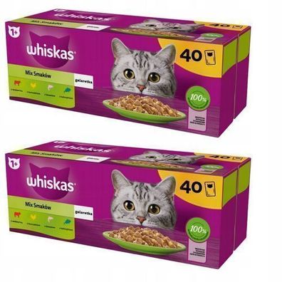 Whiskas Mix Geschmacksrichtungen Gelee Katzenfutter 80x85g