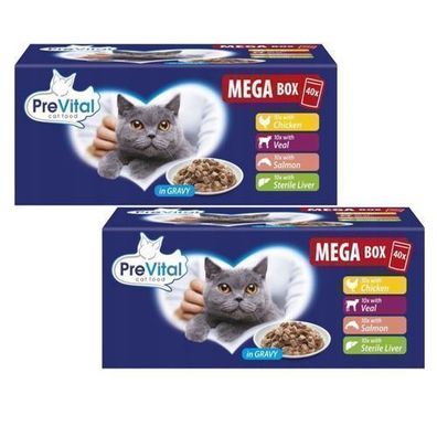 Prevital Beutel, Geschmacksmischung für Katzen, 2er-Packung, 40 x 100 g