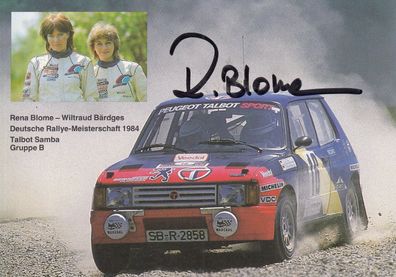 Rena Blome Deutsche Rallye Meisterschaft 1984 Talbot Samba Autogramm