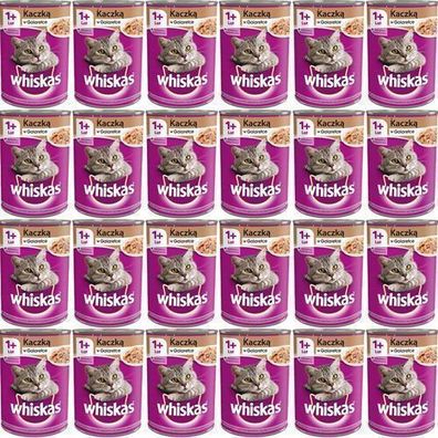 Whiskas Adult mit Ente in Gelee - Nassfutter für Katzen - 24 x 400 g