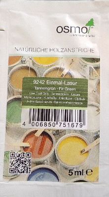 OSMO Holz Reparatur Farbe Lasur 9242 Einmal-Lasur Tannengrün 5ml