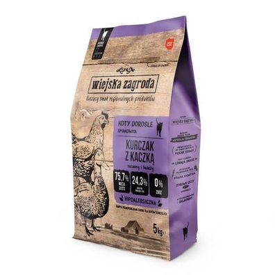 Wiejska Zagroda Trockenfutter für Katzen Huhn und Ente 5 kg