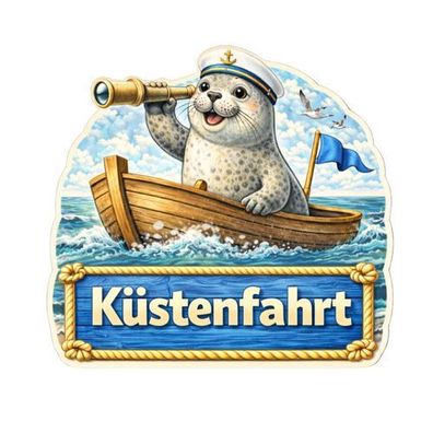 Kühlschrankmagnet Robbe „Küstenfahrt“ 3D Dekomagnet Küste - 7x7cm AstraDesign