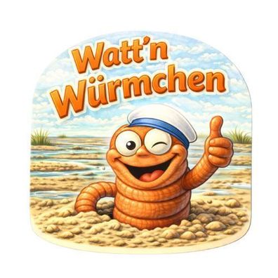 Kühlschrankmagnet „Watt'n Würmchen“ 3D Dekomagnet Küste - 7x7cm AstraDesign
