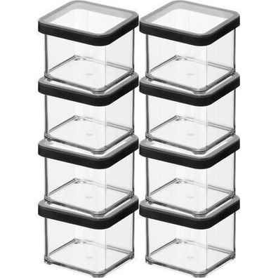 ROTHO LOFT Kunststoffbehälter für Futter & Leckerlis, 8 x 500 ml, Schwarz