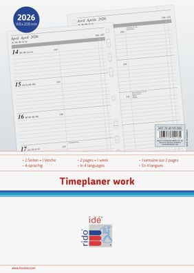rido/idé 7069915006 TimeplanerA5 Einlage 2Seiten/1Woche