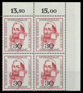 BRD 1970 Nr 656 postfrisch Viererblock ECKE-ORE X7F4892