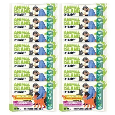 Animal Island NEUES JELLY Everyday Geflügel mit Leber, Kalbfleisch 56 x 85 g