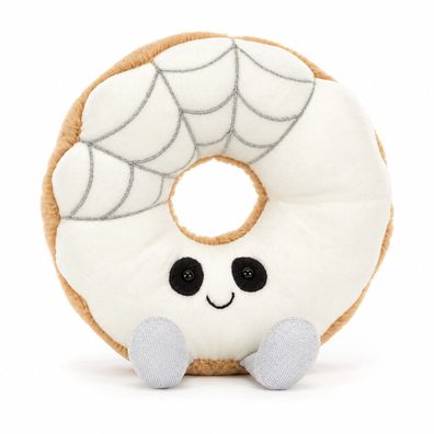 Jellycat Amuseables Glazespun Doughnut cremeweisser Plueschdonut mit Spinnennetz