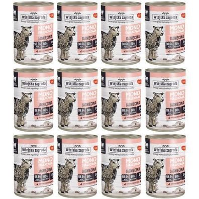 Wiejska Zagroda Nassfutter für Katzen Monoprotein Lamm 12x400g