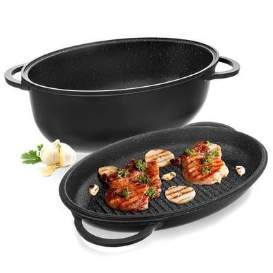 Granit-Bräter mit Deckel 2in1 GRANDE 10 l, 43 x 28 cm