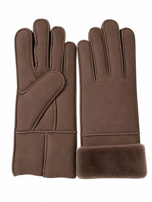 Heitmann Felle Damen Lamfell- Fingerhandschuh lederbraun Gr.M 501