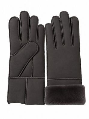 Heitmann Felle Damen Lamfell- Fingerhandschuh dunkelgrau Gr.S 501