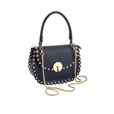 Handtasche m. Zierperlen-Applikation, dunkelblau