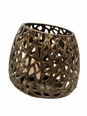 B-Ware! Casablanca Windlicht "Purley" Metall . goldfarben . Antikfinish H: 11 cm