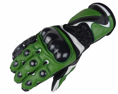 Bangla Motorradhandschuhe Biker Leder Handschuhe 5011 grün weiss schwarz L