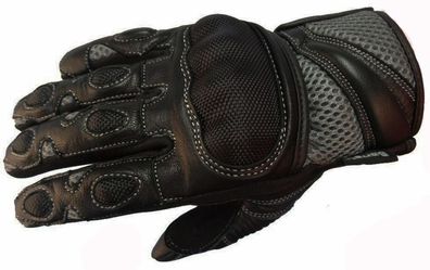 Kurze Motorradhandschuhe Motorrad Handschuhe Leder Grau schwarz XL