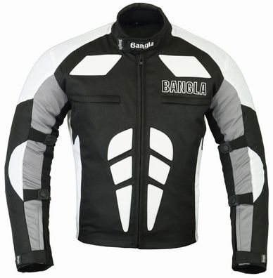 Bangla Motorrad Textil Jacke Cordura schwarz weiss grau S