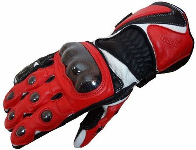 Bangla Motorradhandschuhe Motorrad Handschuhe Leder 5011 Rot Schwarz L