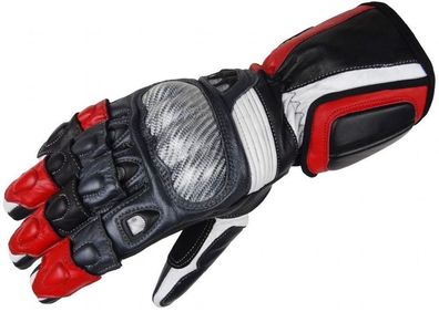 Motorradhandschuhe Motorrad Leder Handschuhe 5012 Rot Schwarz XL NEU