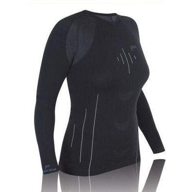 Damen Unterhemd Funktionswäsche Langarm Shirt S M XL Schwarz