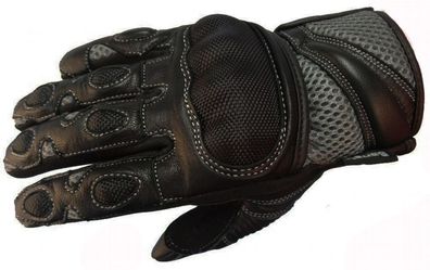 Kurze Motorradhandschuhe Motorrad Handschuhe Leder Grau schwarz M