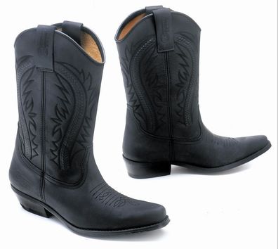 Westernstiefel Boot Stiefel Cowboy Stiefel Leder Schwarz Gr 36 - 46
