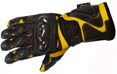 Bangla Motorradhandschuhe Motorrad Handschuhe Leder Schwarz Gelb S
