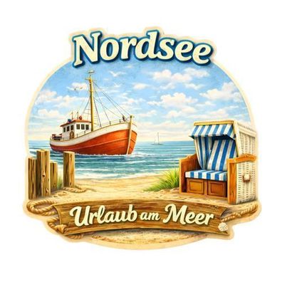 Kühlschrankmagnet „Nordsee Urlaub am Meer“ 3D Dekomagnet Küste - 7x7cm AstraDesign