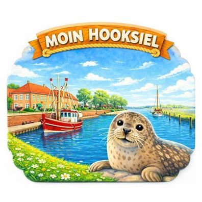 Kühlschrankmagnet „MOIN Hooksiel“ 3D Dekomagnet Küste - 7x7cm AstraDesign