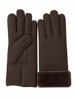 Heitmann Felle Damen Lamfell- Fingerhandschuh tiefbraun Gr.S 501