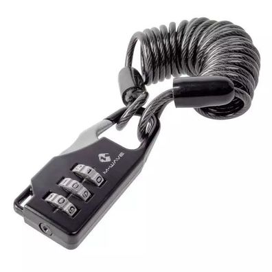 Vorhängeschloss, M-WAVE, schwarz, mit 3 Zahlenscheiben, mit