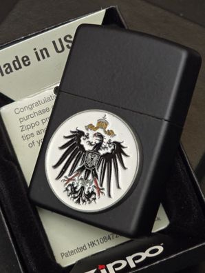 Zippo Reichsadler Preußen Deutsches Reich (Custom PIN Style)Schwarz Matt SM #355