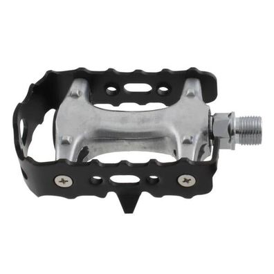 MTB-Pedal >Steady A4<, Alu, silber, mit schwarzem Alu-Käfig,
