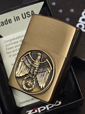 Zippo ADLER EK, rund (Custom PIN Style) Reichsadler Stil -Messing gebürstet MG