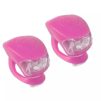 Mini-LED-Blinklicht-Set M-WAVE, pinkes Silikongehäuse, 2 Fun