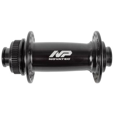 Scheibenbremsvorderradnabe, schwarz, Novatec, "J-Bend", Kuge
