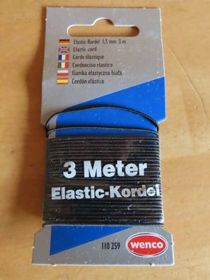 Gummiband Elastic-Kordel 1,5mm schwarz 3 Meter Wenco